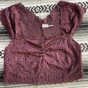 Free People Intimately Free Lace Crop Top / Bralette Maroon Medium